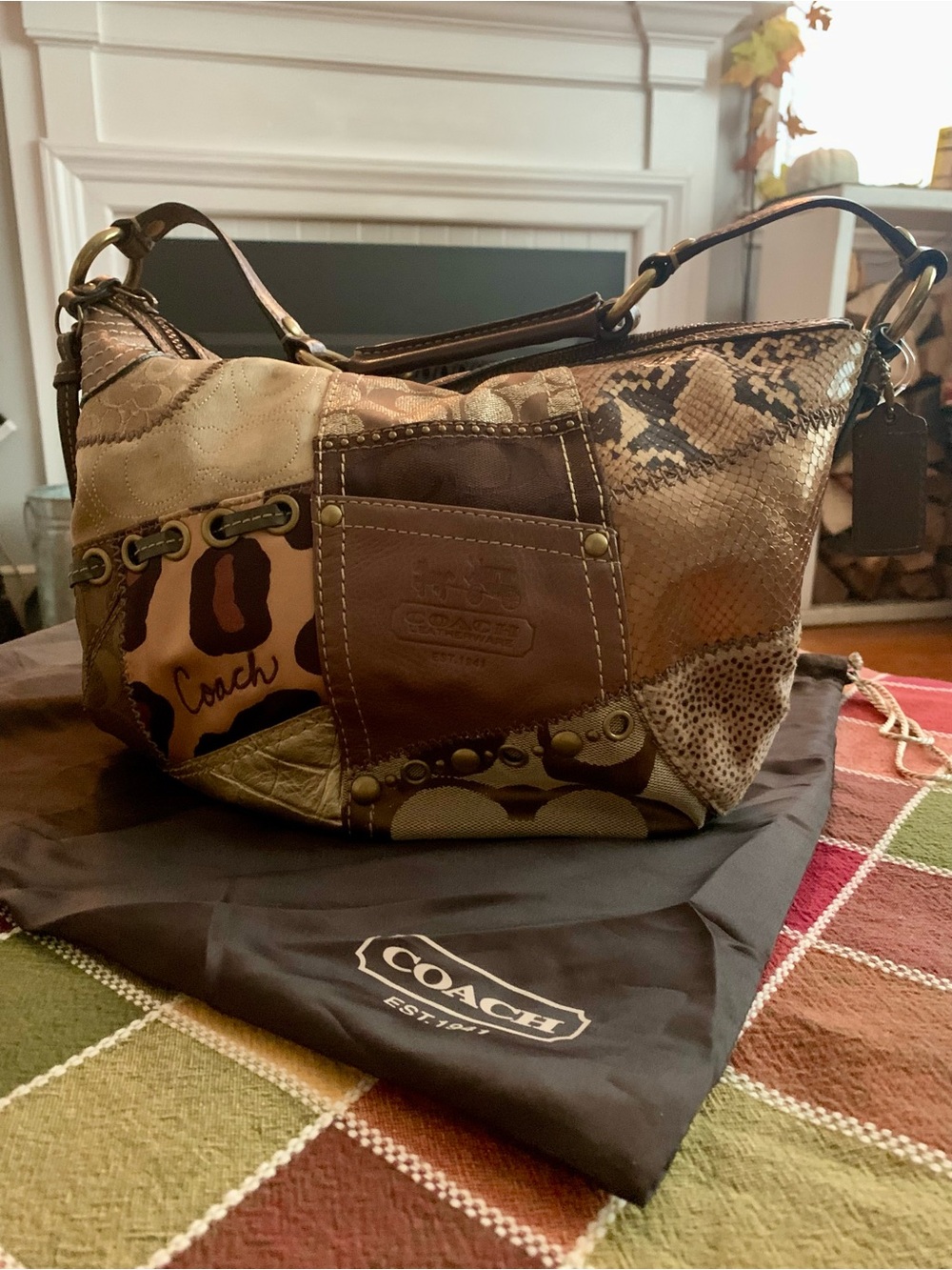 Rare 2008 Coach Tonal Patchwork Soho Hobo Shoulder Bag w/ Dust Bag G0893-
13003